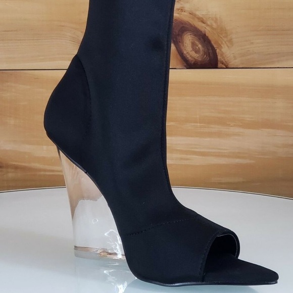 Black stretch acrylic bootie - Picture 4 of 5